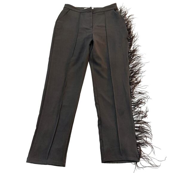 Club L London Black Count Me In Feather Trousers Pant Size 6 - Picture 2 of 9